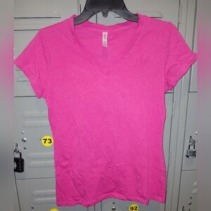 Womens Epris V-Neck Hot Pink T-Shirt SZ XL